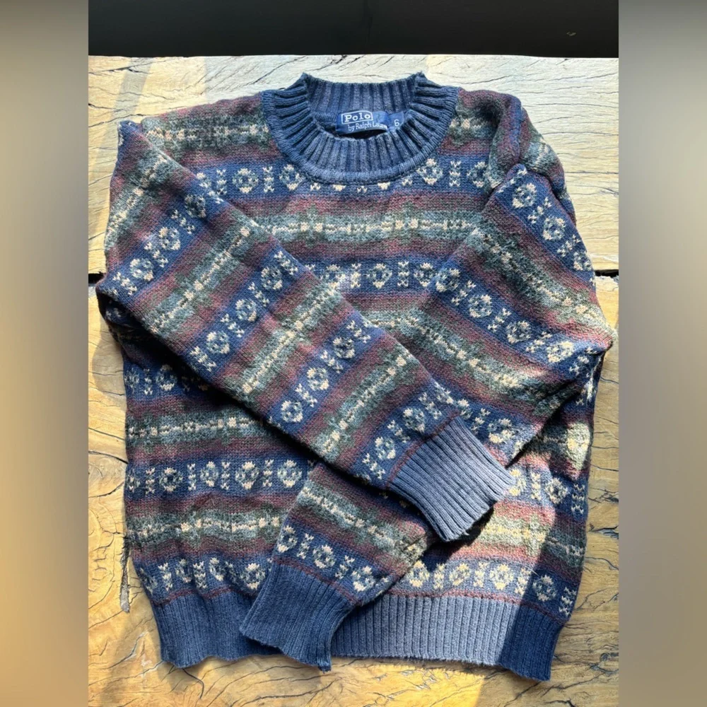 Ralph Lauren Kids Multicolor Patterned Crewneck Sweater 100% Cotton